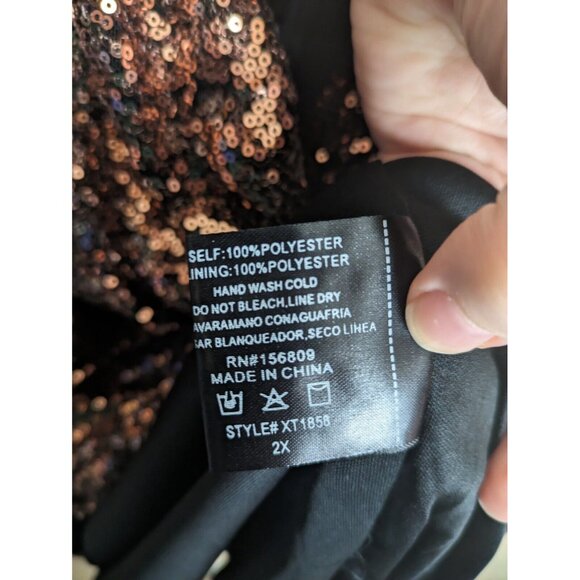 NWT Fashion Nova plus size 2x bronze sequin long sleeve sexy mini dress - Picture 13 of 13